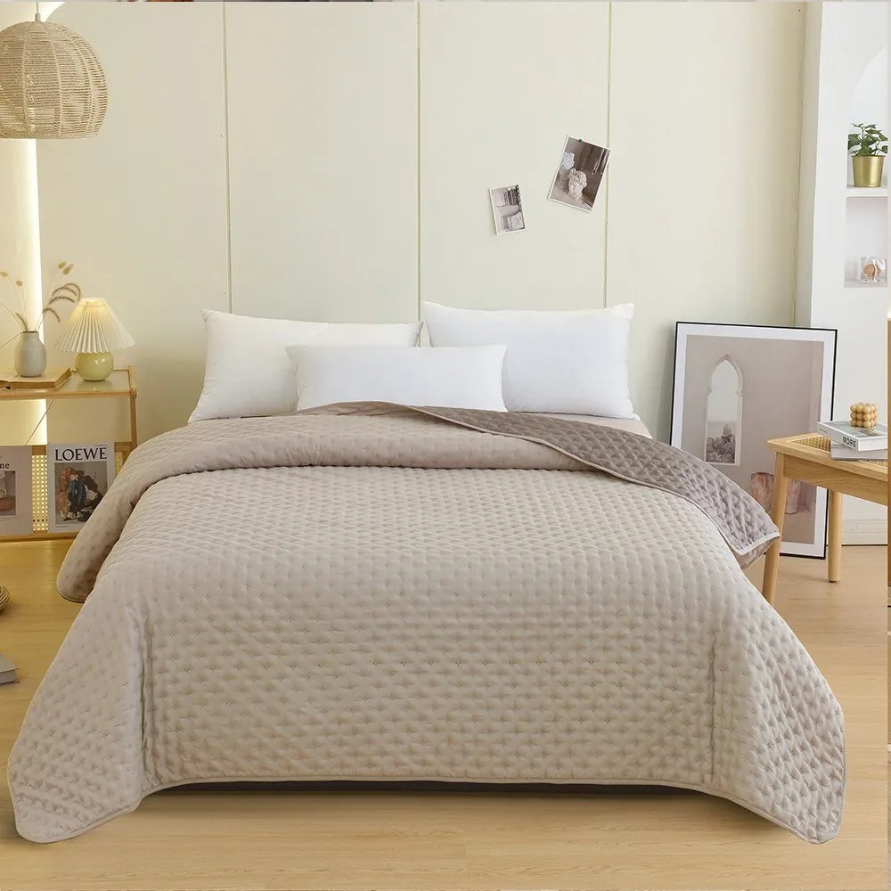 Κουβερλί Renzo Ecru-Grey Melinen Μονό 160x240cm Microfiber