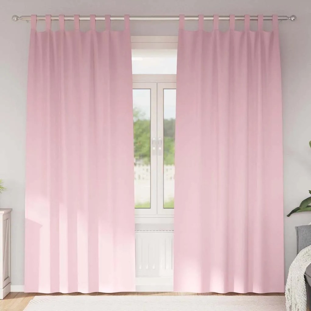 vidaXL Κουρτίνες 2 pcs Μωρουδίστικο Ροζ 245 x 140 εκ. Πολυεστέρας