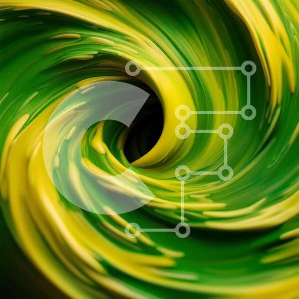 Intra Συλλεκτικό Ξύλινο Παζλ Plywood  4mm - Puzzle με Θέμα Abstract Art: Swirling Vortex of Green and Yellow Paint Σε Ξύλινο Κουτί - Διαστάσεις Puzzle: 10x10 cm – 25 κομμάτια