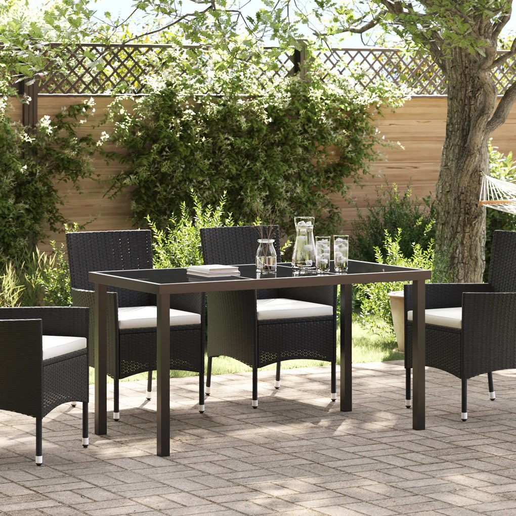 vidaXL Τραπέζι Κήπου Μαύρο 140x80x73 εκ Γυαλί Σαπιστής