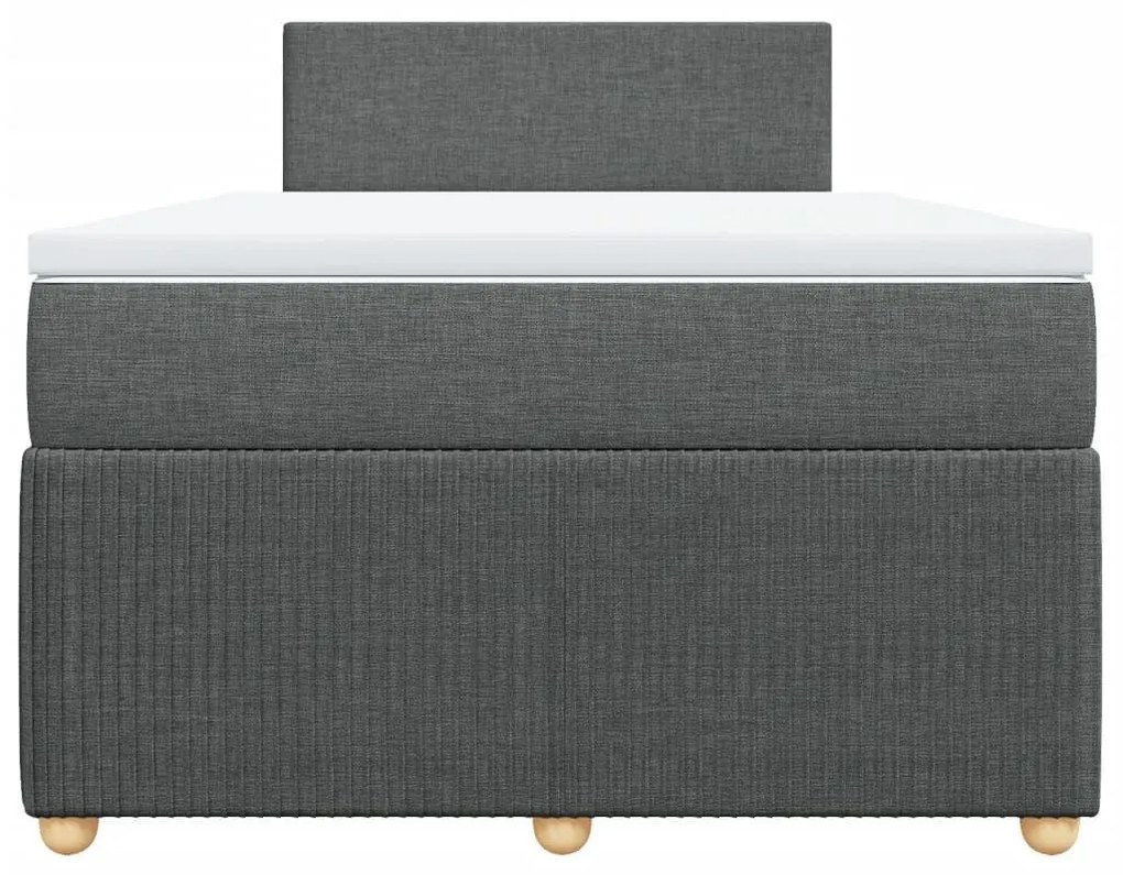 Κρεβάτι Boxspring με Στρώμα Σκούρο Γκρι 120x200 εκ. Υφασμάτινο - Γκρι