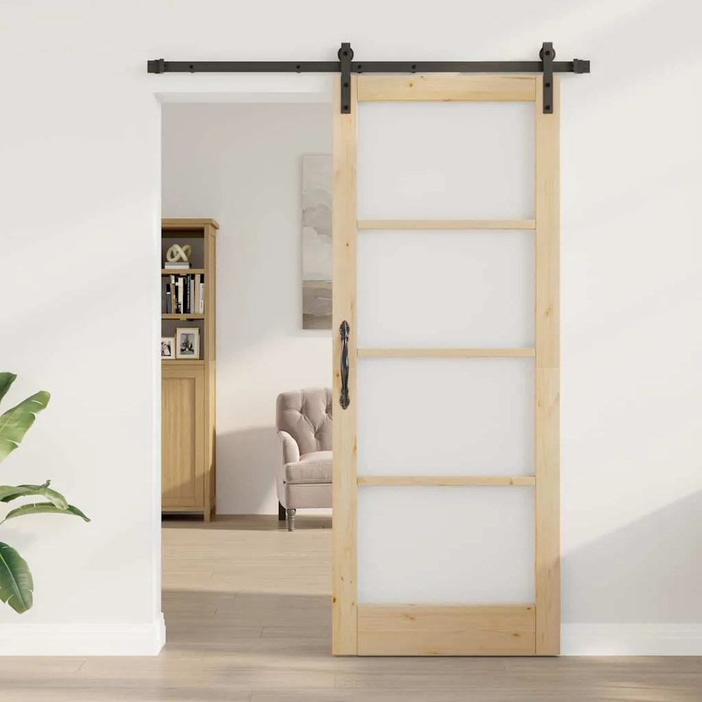 vidaXL Συρόμενη Πόρτα ORKDAL Καφέ 83 x 211 εκ. Ξύλο και μέταλλο