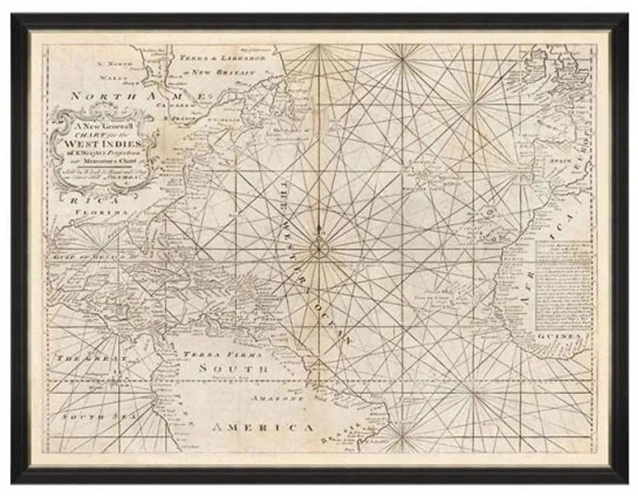 Κάδρο Map Of West Indies 1716 FA13198 120X90 MindTheGap Οριζόντιοι Ξύλο