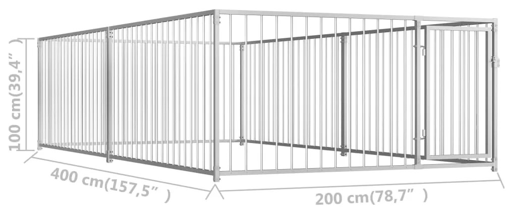 vidaXL Κλουβί Σκύλου Εξωτερικού Χώρου 200 x 400 x 100 εκ.