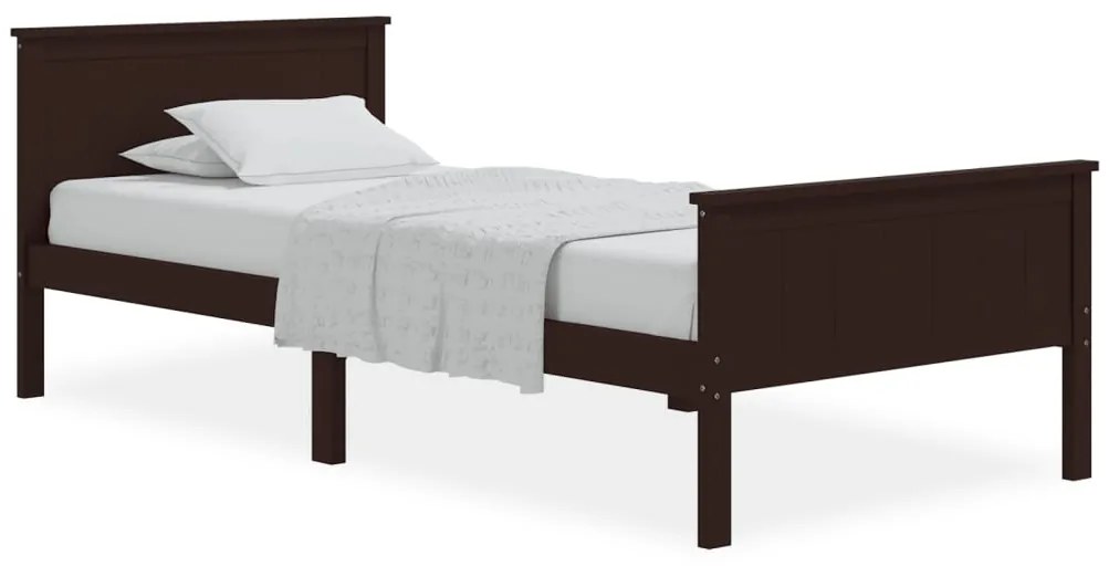 vidaXL Πλαίσιο Κρεβατιού Σκούρο Καφέ 90 x 200 εκ. Μασίφ Ξύλο Πεύκου