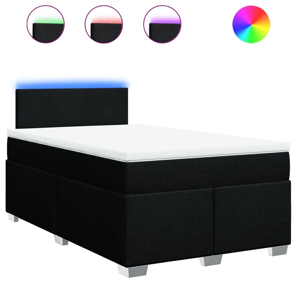 vidaXL Κρεβάτι Boxspring με Στρώμα Μαύρο 120x190 εκ. Υφασμάτινο