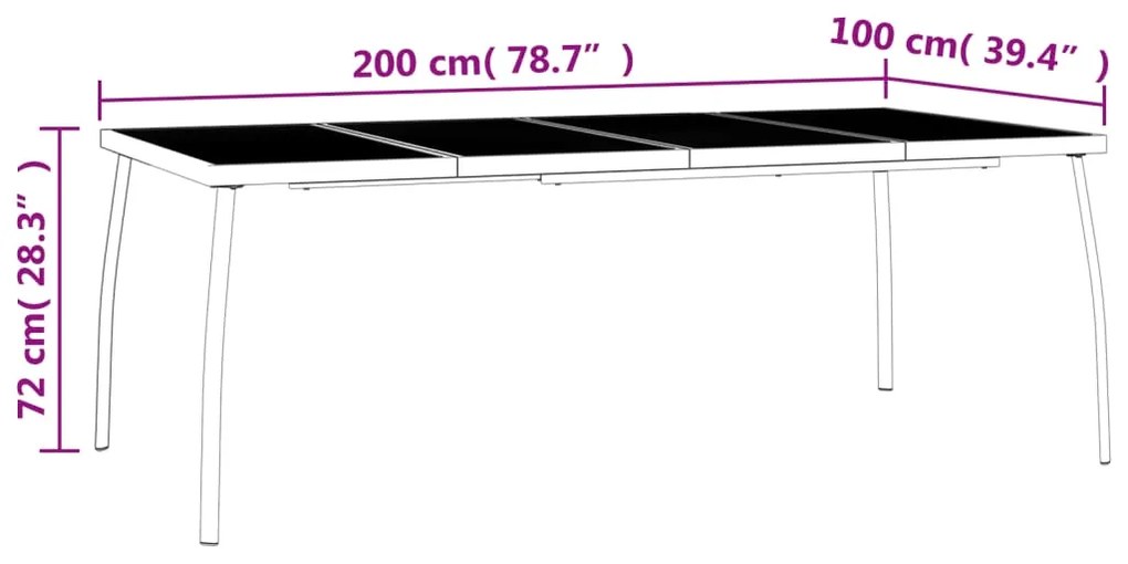 ΤΡΑΠΕΖΙ ΚΗΠΟΥ ΑΝΘΡΑΚΙ ΜΕ ΠΛΕΓΜΑ 200X100X72 ΕΚ. ΑΤΣΑΛΙΝΟ 362735