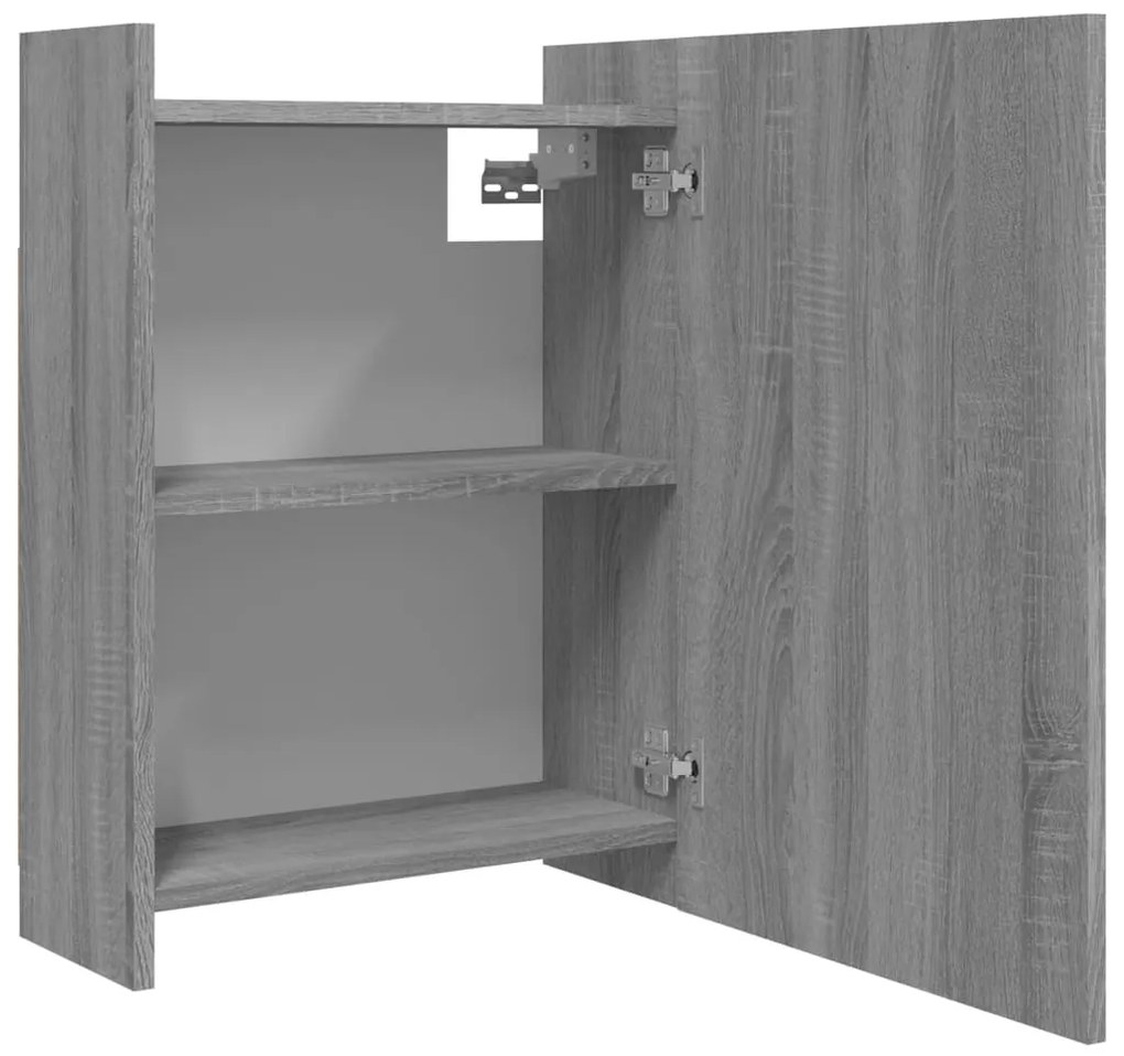 vidaXL Ντουλάπι Καθρέπτης Μπάνιου Γκρι Sonoma 62,5x20,5x64 εκ Επ. Ξύλο
