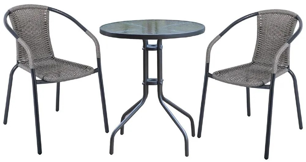 Τραπεζαρία Κήπου Baleno (Σετ 3Τμχ) Ε240,15 70x70cm/53x58x77cm Anthracite-Grey Two Seater