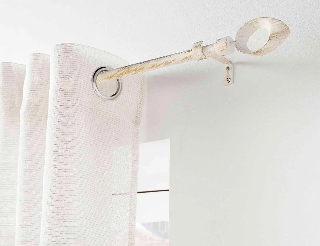 Μονό Κουρτινόξυλο Ovalon Douceur d'intérieur με διάμετρο 19mm και επέκταση 120 - 210cm - White/Gold