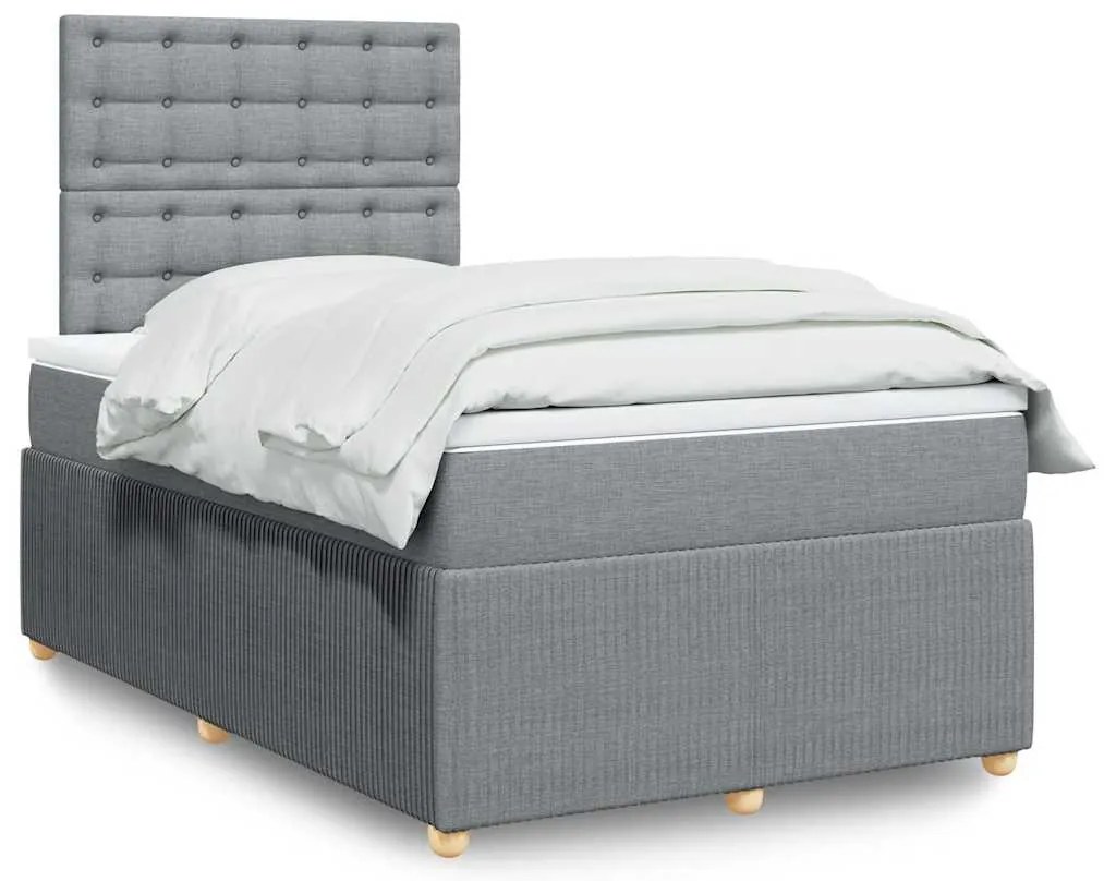 vidaXL Κρεβάτι Boxspring με Στρώμα Ανοιχτό Γκρι 120x200 εκ. Υφασμάτινο