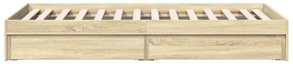 vidaXL Πλαίσιο Κρεβατιού με Συρτάρια Sonoma Δρυς 75x190 εκ. Επεξ. Ξύλο
