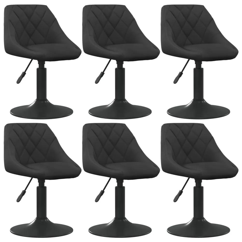 vidaXL Καρέκλες Τραπεζαρίας Περιστρεφόμενες 6 τεμ. Μαύρες Βελούδινες