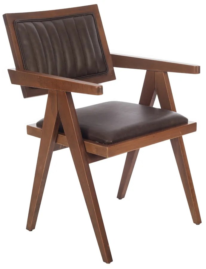 Artekko Suva Καρέκλα με Καρυδί Ξύλινο Σκελετό και Καφέ Τεχνόδερμα (52x55x80)cm Artekko 783-1504-B