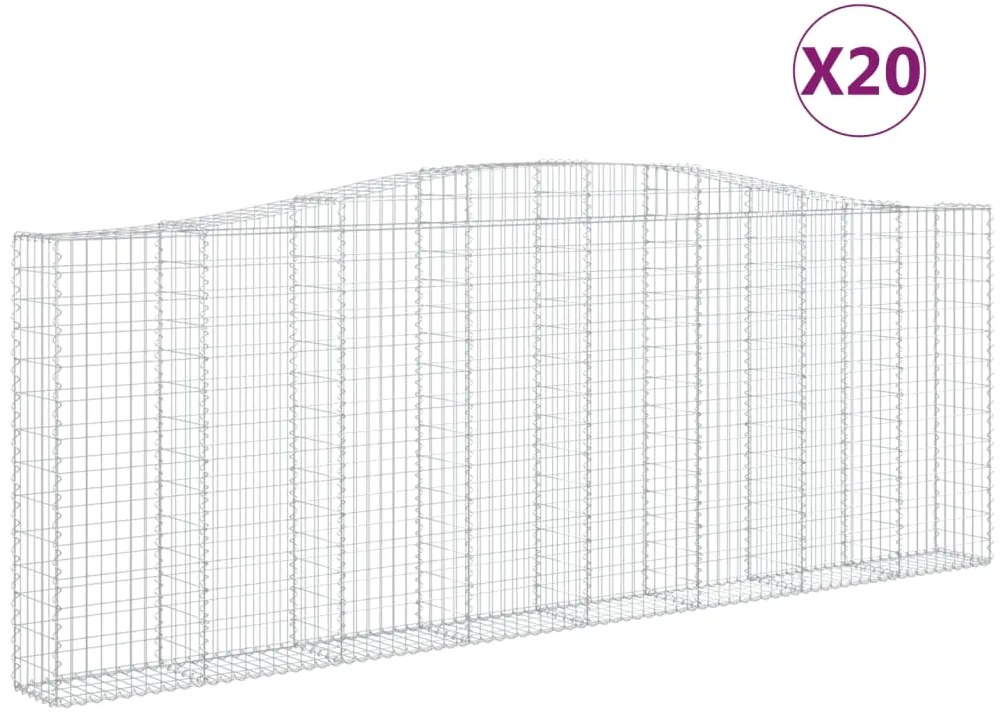 vidaXL Συρματοκιβώτια Τοξωτά 20 τεμ. 400x30x140/160 εκ. Γαλβαν. Ατσάλι