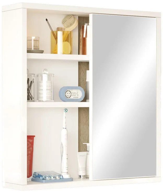 Ντουλάπι μπάνιου Bagno με καθρέπτη pakoworld σε λευκή απόχρωση 60x14.5x63.6εκ 176-000197