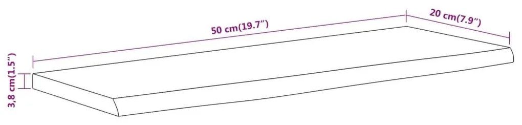 Ράφι Επιτοίχιο Ορθ. Live Edge 50x20x3,8 εκ. Μασίφ Ξύλο Ακακίας - Καφέ