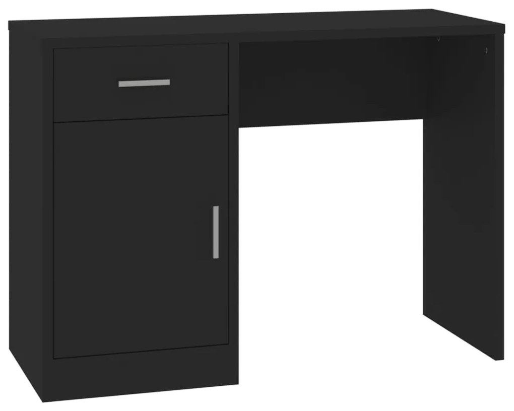 vidaXL Γραφείο με Συρτάρι &amp; Ντουλάπι Μαύρο 100x40x73 εκ. Επεξεργ. Ξύλο