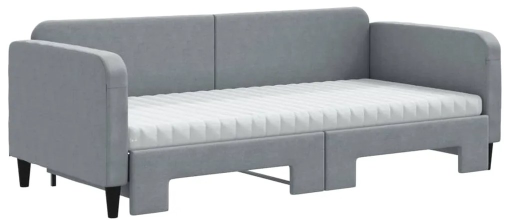 vidaXL Καναπές Κρεβάτι Συρόμενος Αν. Γκρι 90x200εκ Ύφασμα Στρώματα