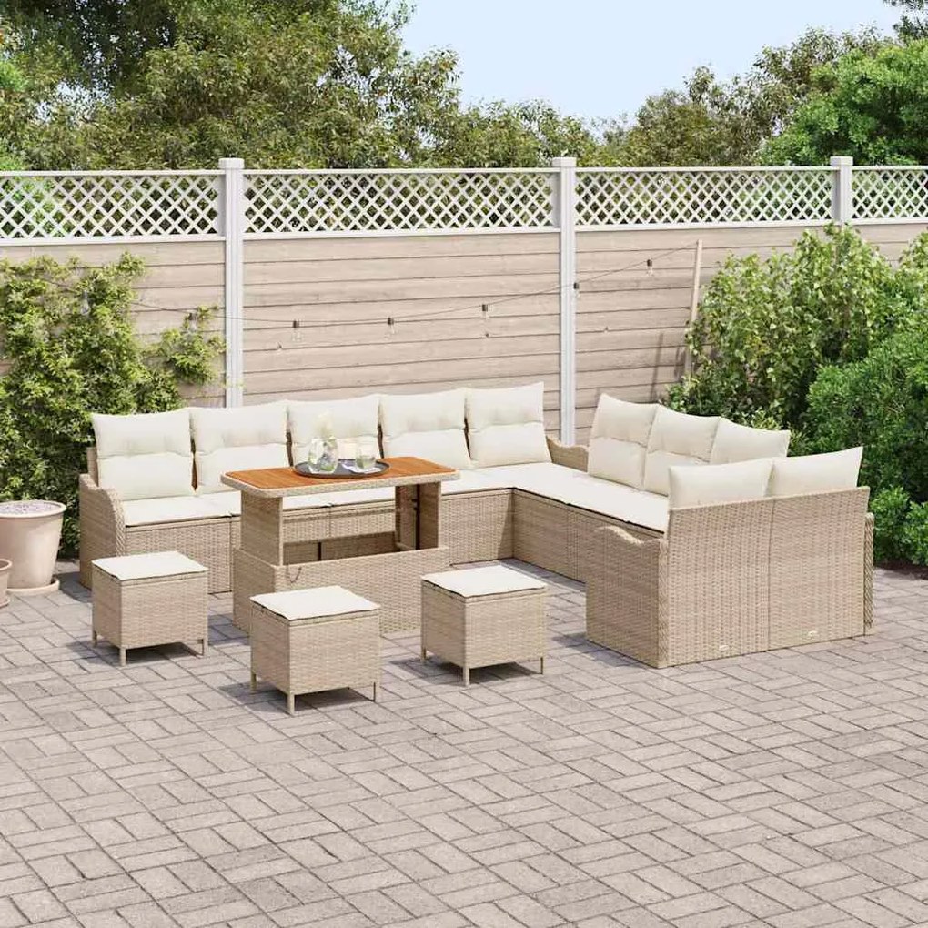 vidaXL Σετ Καναπέ Κήπου 14 pcs Μπεζ, Κρέμα 110 x 55 x 71 εκ