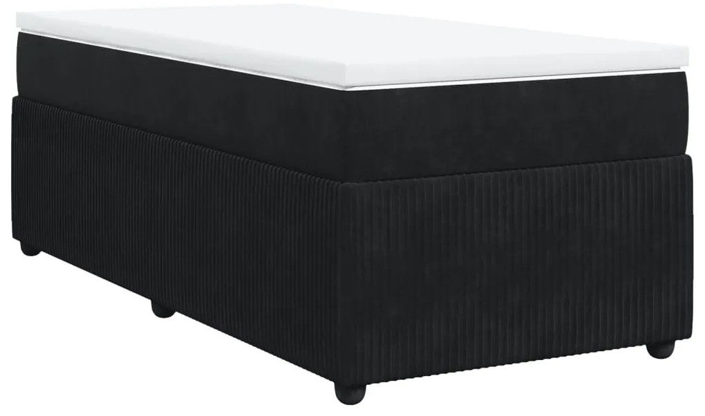 vidaXL Κρεβάτι Boxspring με Στρώμα Μαύρο 80 x 200 εκ. Βελούδινο