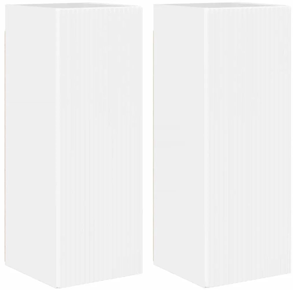 vidaXL Ντουλάπι Τηλεόρασης Τοίχου 2 pcs Λαμπερό Λευκό 30 x 31 x 80 εκ.