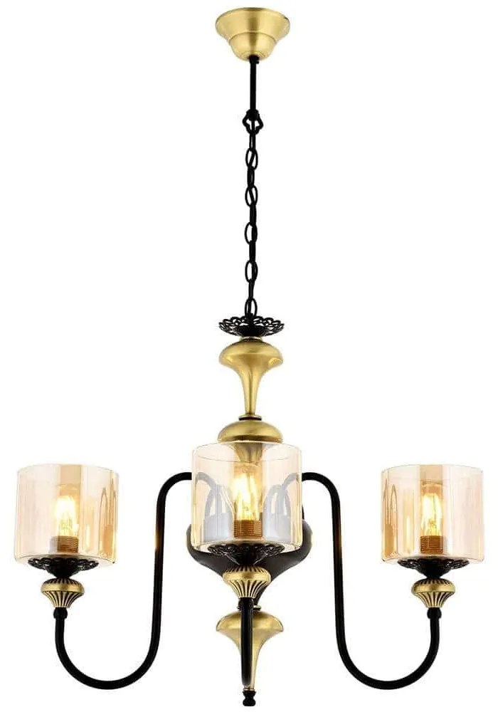 Φωτιστικό Οροφής 301AUR1156 Φ62x98cm 3xE27 60W Black-Gold Opviq