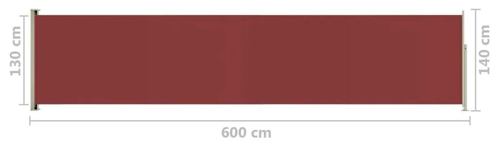 Σκίαστρο Πλαϊνό Συρόμενο Βεράντας Κόκκινο 140 x 600 εκ. - Κόκκινο