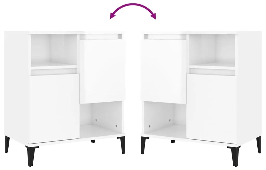 vidaXL Ντουλάπια 2 τεμ. Γυαλιστ. Λευκό 60x35x70 εκ. Επεξεργασμένο Ξύλο