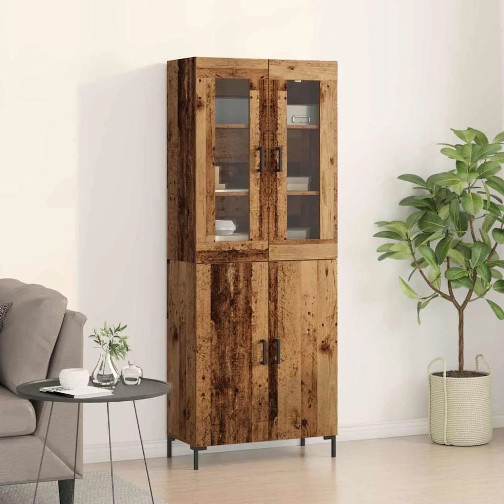 Highboard Επιτοίχιο 2 pcs Παλαιό ξύλο 69,5 x 34 x 180 εκ.