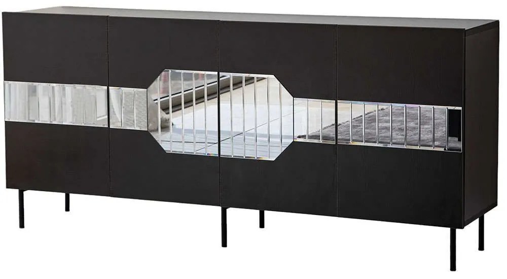 Μπουφές Milan 552NOS1806 180x40x80cm Black-Fume Particle Board, Melamine