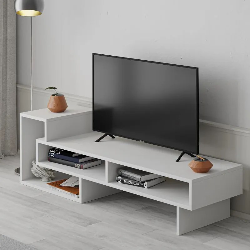 Έπιπλο τηλεόρασης Tetra Megapap χρώμα λευκό 136,7x40x42εκ.