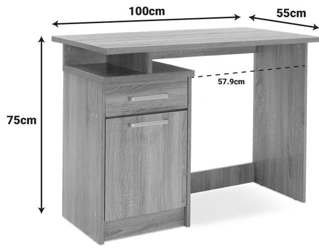 Γραφείο εργασίας Looney χρώμα castillo-μπλε 100x55x75εκ 100x55x75 εκ.