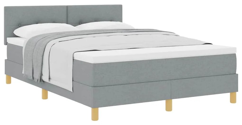 vidaXL Κρεβάτι box spring με στρώμα Ανοιχτό γκρι 140 x 200 cm ύφασμα