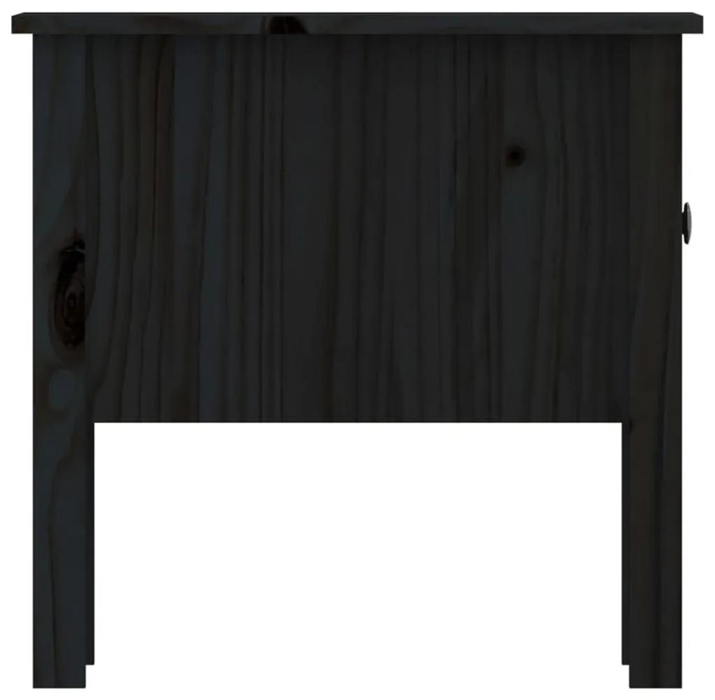 Βοηθητικό Τραπέζι Μαύρος 50x50x49 εκ. από Μασίφ Ξύλο Πεύκου - Μαύρο