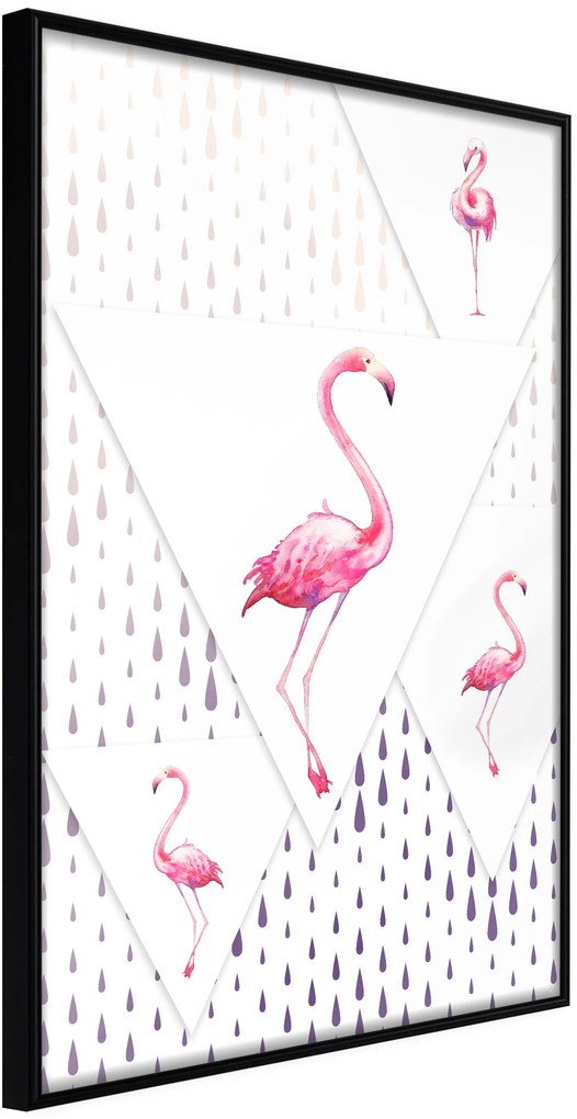 Αφίσα - Flamingos and Triangles - 30x45 - Μαύρο - Χωρίς πασπαρτού