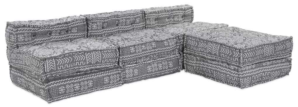 vidaXL Αρθρωτός Καναπές 4 pcs Ανοιχτό γκρι ύφασμα