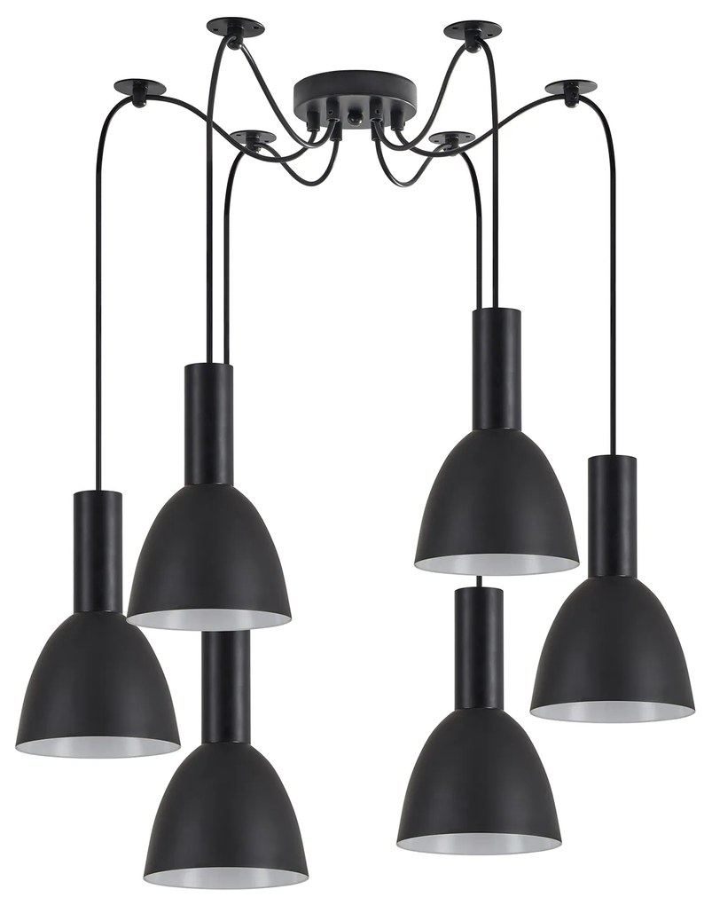 SE21-BL-4-BL6-MS2 ADEPT TUBE Black Pendant Black Metal Shade+ HOMELIGHTING 77-8548