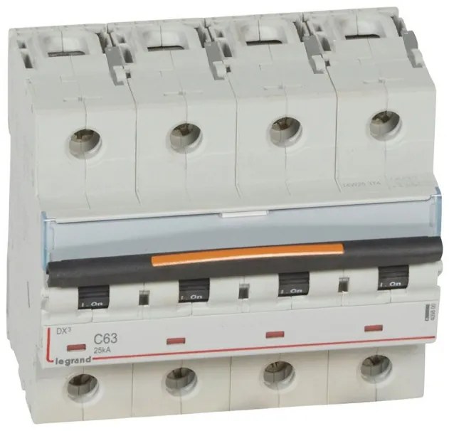 Αυτόματη Ασφάλεια 25kA Γκρι 63A 4 Πόλοι Kαμπύλη C DX3 409800 Legrand 409800 Γκρι