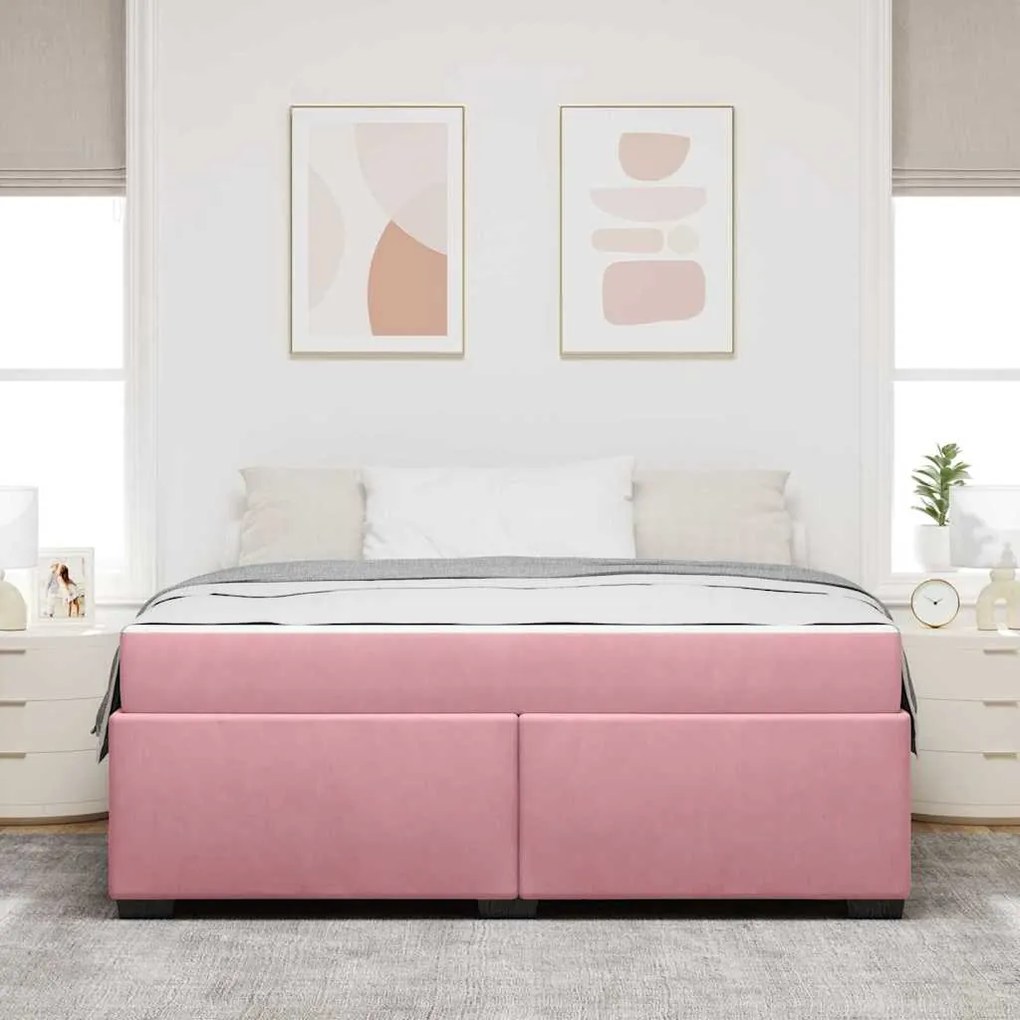 vidaXL Σκελετός Κρεβατιού με στρώμα Ροζ 180 x 200 cm Βελούδο