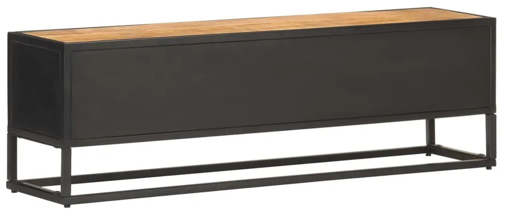 Έπιπλο TV με Σκαλιστή Πόρτα 130x30x40 εκ. Ακατέργ. Ξύλο Μάνγκο 320943