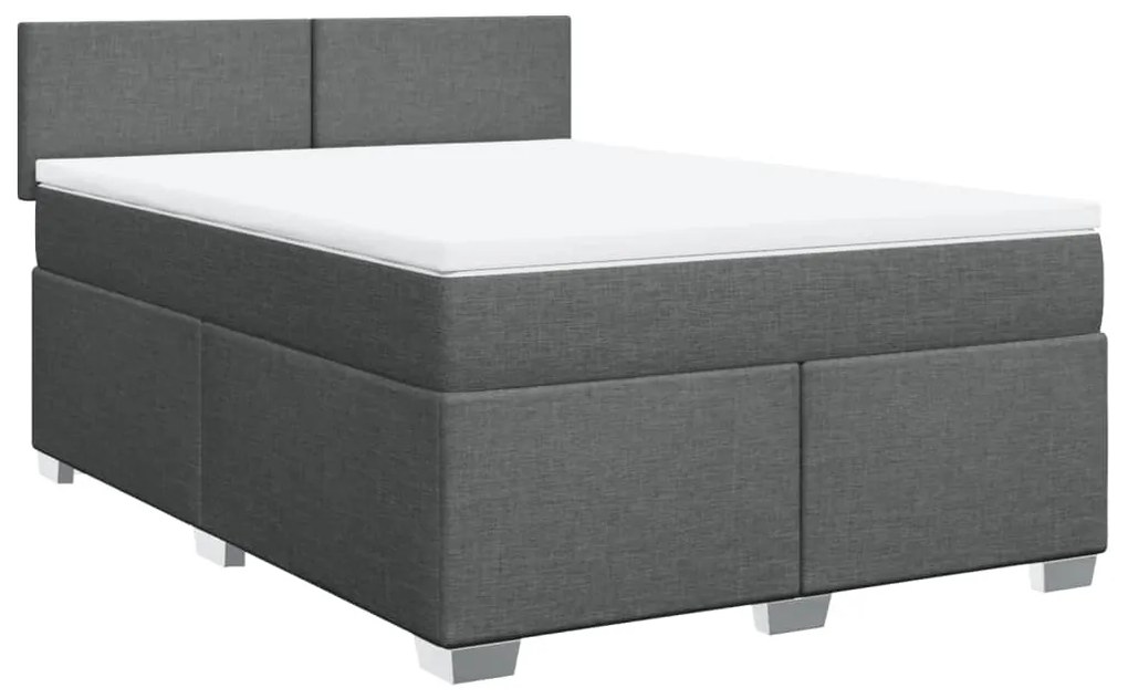 ΚΡΕΒΑΤΙ BOXSPRING ΜΕ ΣΤΡΩΜΑ ΣΚΟΥΡΟ ΓΚΡΙ 140X190 ΕΚ. ΥΦΑΣΜΑΤΙΝΟ 3288177