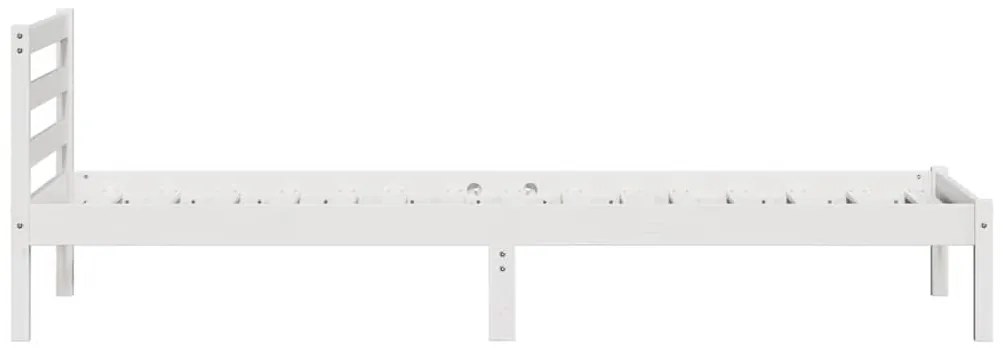 vidaXL Κρεβάτι με κεφαλάρι Λευκό 210 x 80 εκ Μασίφ ξύλο πεύκου