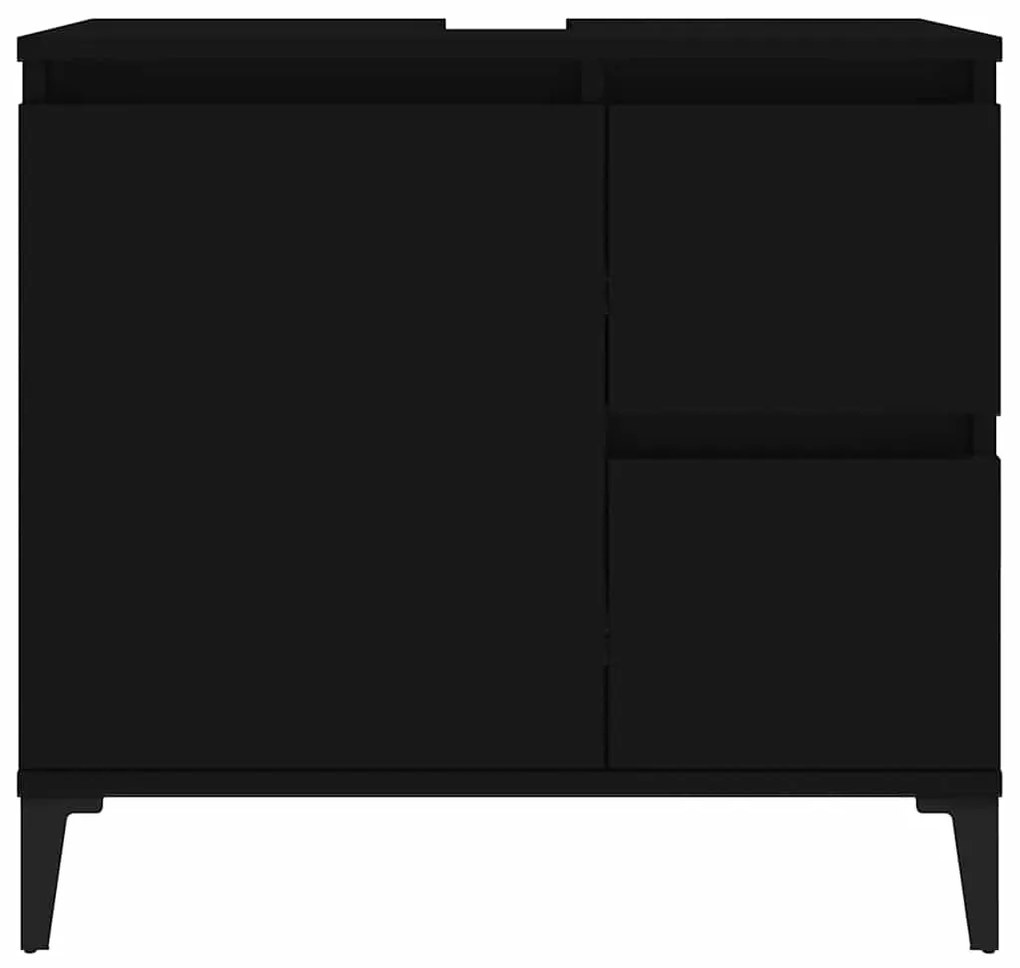 vidaXL Ντουλάπι Μπάνιου Μαύρο 65x33x60 εκ. Επεξεργασμένο Ξύλο