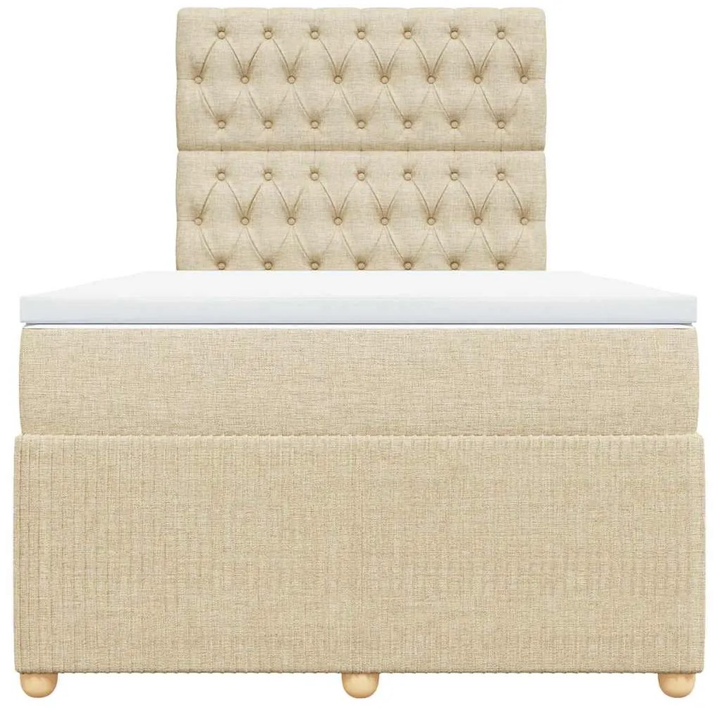 vidaXL Κρεβάτι Boxspring με Στρώμα Κρεμ 120x200 εκ. Υφασμάτινο