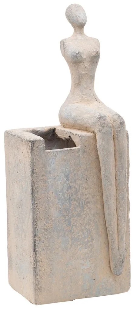 Artekko Cement Γκρι Διακοσμητικό Κασπώ με Γυναικεία Φιγούρα από Μαγνήσιο (15x13x40)cm Artekko D77593-DS