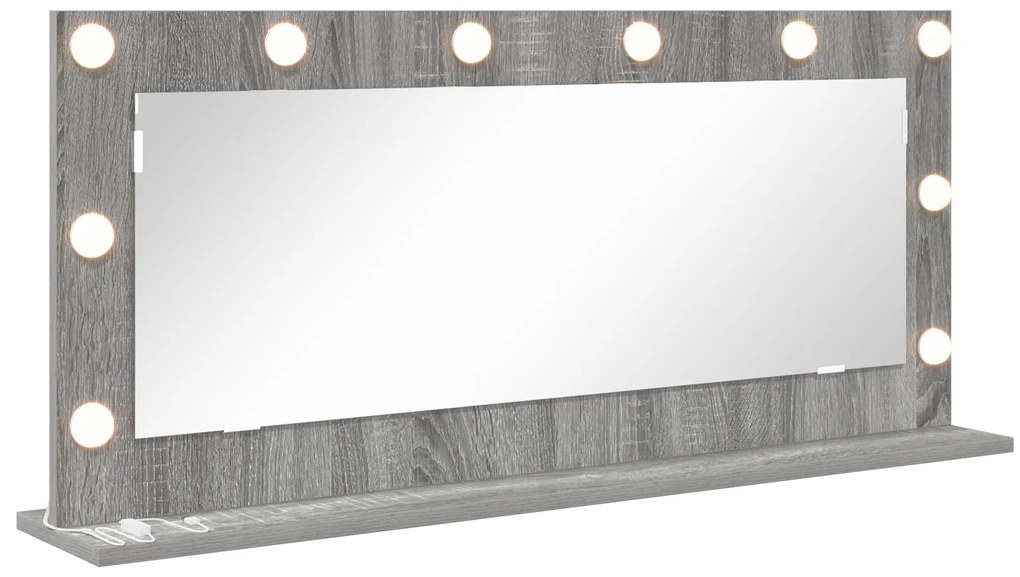 vidaXL Καθρέφτης Vanity με LED Φώτα Γκρι Σομπάνα 100x45x18 εκ