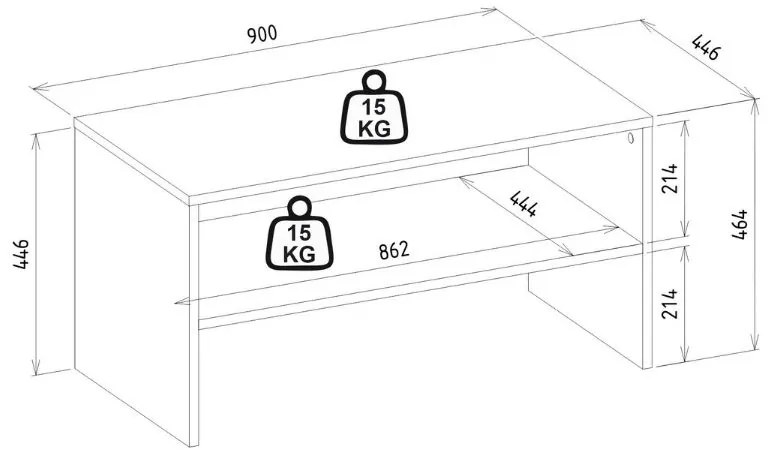 Τραπεζάκι σαλονιού Eleva Megapap χρώμα sapphire oak 90x44,6x46,4εκ. - GP042-0264,1