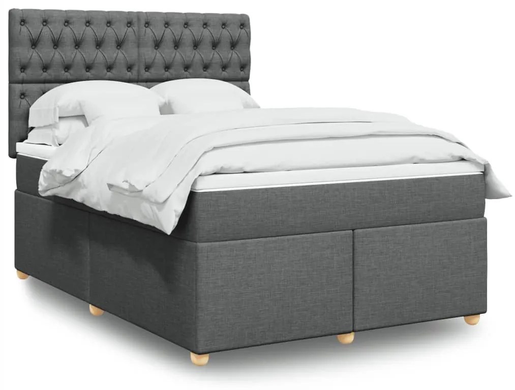 ΚΡΕΒΑΤΙ BOXSPRING ΜΕ ΣΤΡΩΜΑ ΣΚΟΥΡΟ ΓΚΡΙ 140X190 ΕΚ. ΥΦΑΣΜΑΤΙΝΟ 3293583