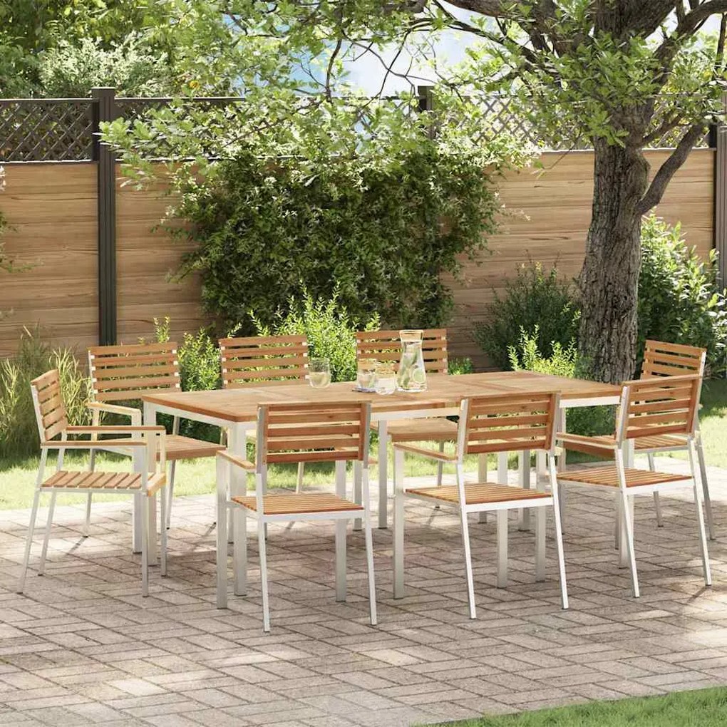 vidaXL Καρέκλα Κήπου 8 pcs Καφέ 56 x 54.5 x 87 εκ. Μασίφ ξύλο teak